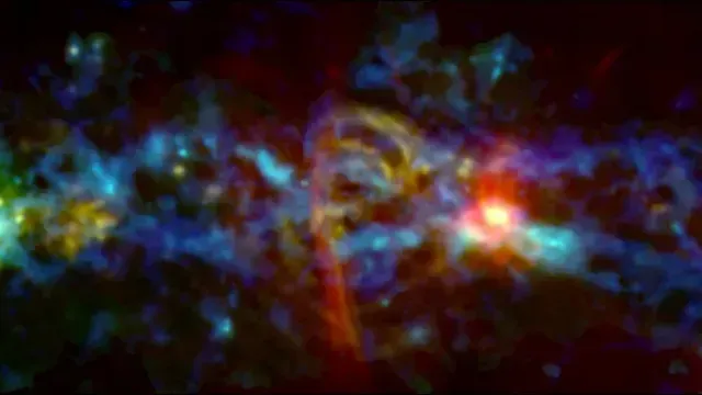 "Bastón de caramelo" en el centro de la Vía Láctea. Foto: NASA
