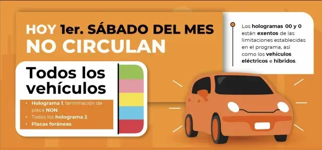 Este es el Hoy No Circula del primer sábado del mes