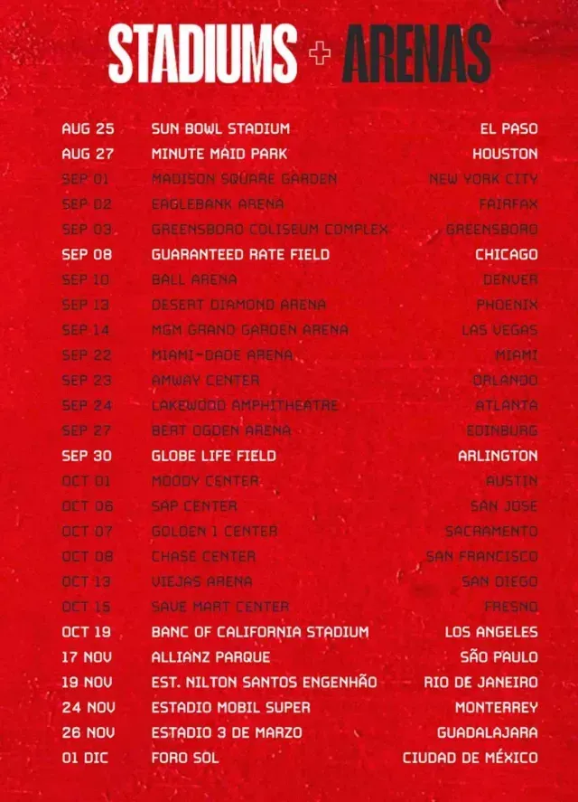 Fechas de la gira mundial de RBD