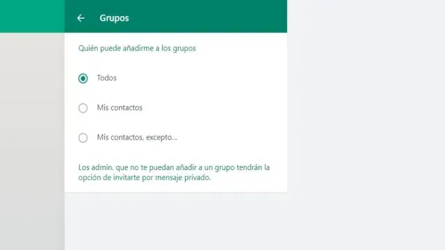 Decide quién puede agregarte a grupos de WhatsApp