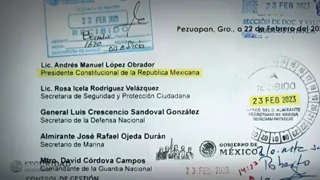 Oficio de Tierra Caliente Enviado a Presidencia