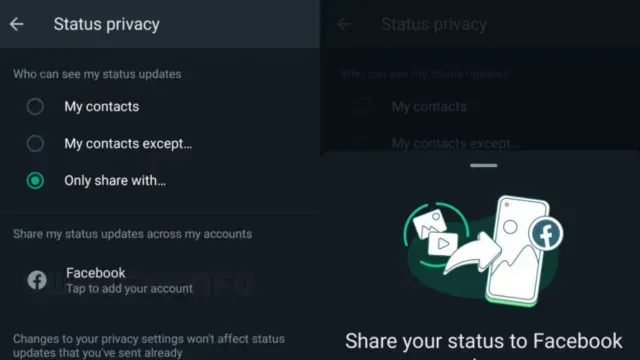 Así se verá la función de compartir estado de WhatsApp en Facebook
