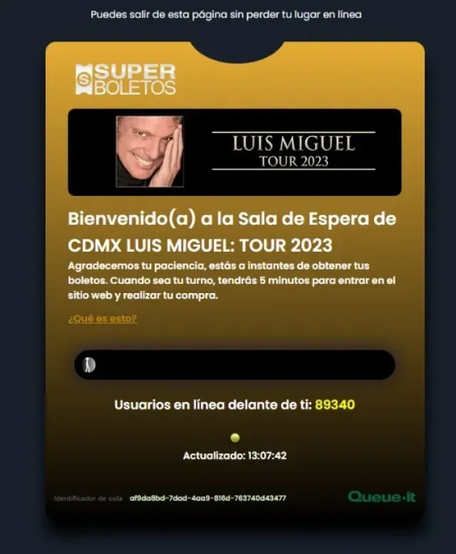 Colapsa página para venta de boletos para conciertos de Luis Miguel en México