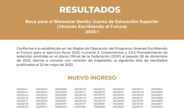 Resultados de la Beca Jóvenes Escribiendo el Futuro 2023-1