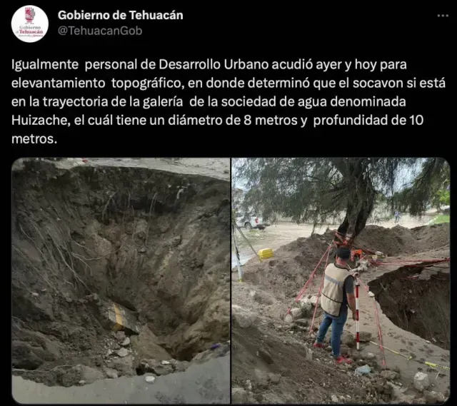 Gobierno de Tehuacán Determinó el Tamaño del Socavón