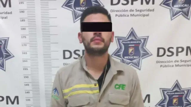Alberto “N” presuntamente cometió un robo con violencia en Mexicali con uniforme de la CFE. Foto: DSPM