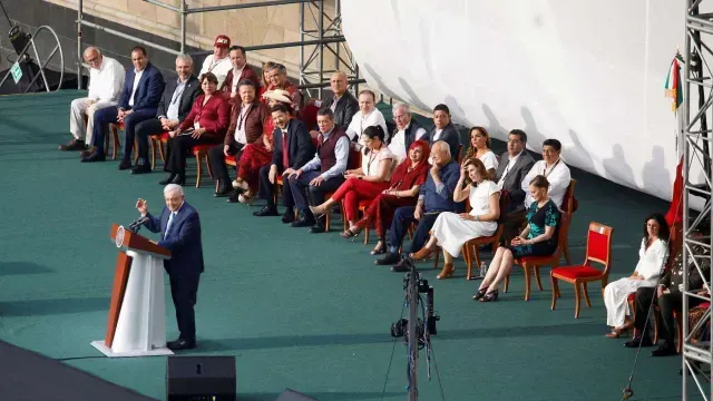 AMLO durante discurso por 5 años de su triunfo electoral de 2018