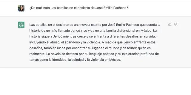 ChatGPT responde de qué trata un libro de José Emilio Pacheco