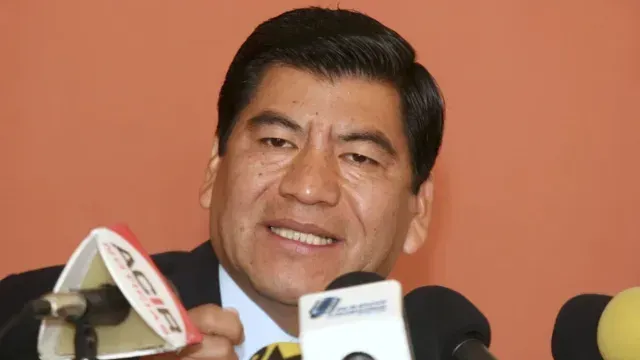 El exgobernador de Puebla, Mario Marín, habla durante una conferencia. Foto: AP | Archivo