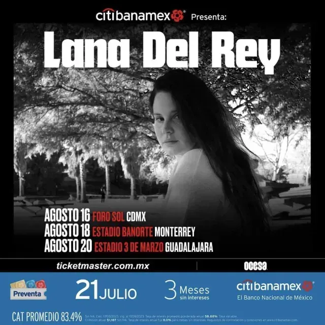 Lana del Rey anuncia nuevas fechas de conciertos en México para 2023