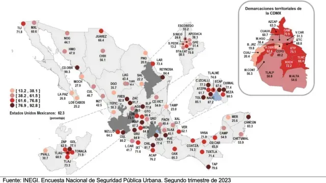 Mapa Inegi percepción inseguridad