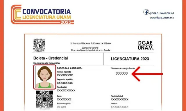 Número de comprobante en la Boleta Credencial de la UNAM 2023