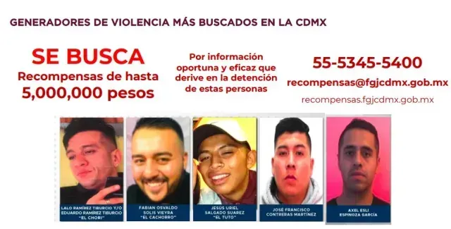 Programa de Recompensas para Capturar a Generadores de Violencia CDMX