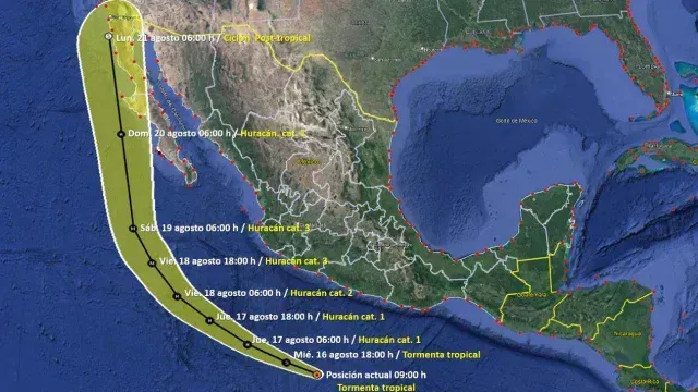 Trayectoria de la tormenta tropical Hilary