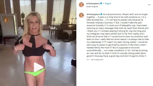Post de Britney Spears en su cuenta de Instagram