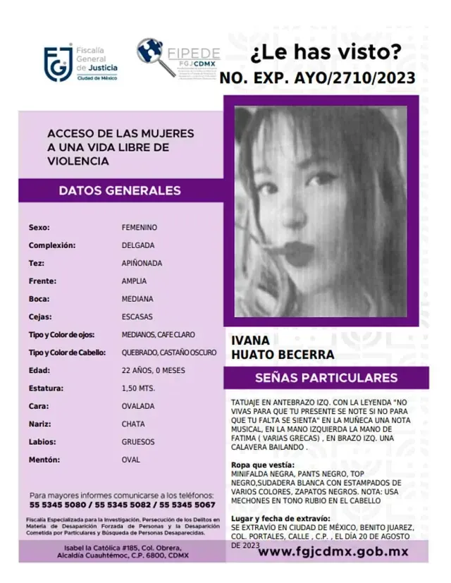 Ivana Huato desaparece en Tlalpan, CDMX