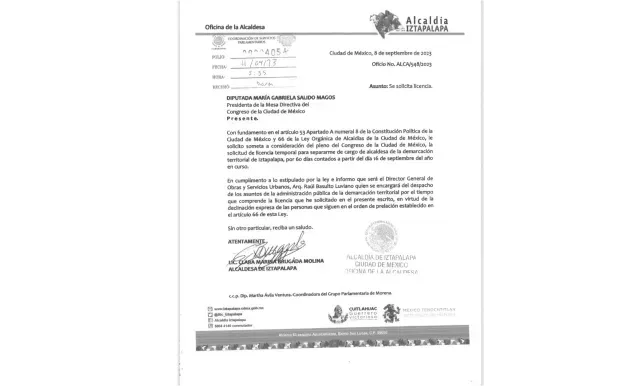 Licencia para dejar cargo Clara Brugada