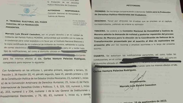 Demanda presentada por Marcelo Ebrard ante Tribunal Electoral