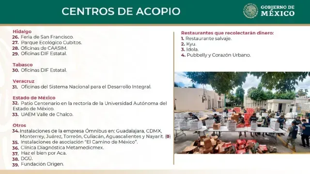 Centros de acopio para damnificados por Otis