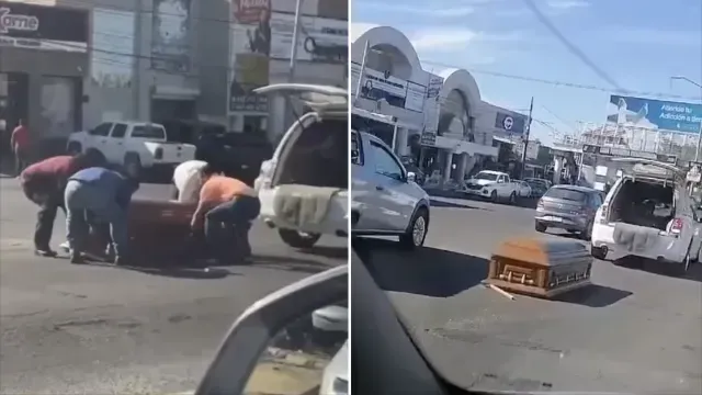 Ataúd se cae de carroza en Culiacán