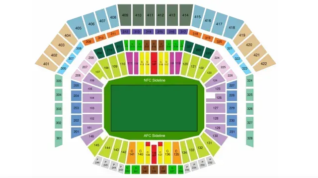 Mapa de boletos para el Super Bowl LX