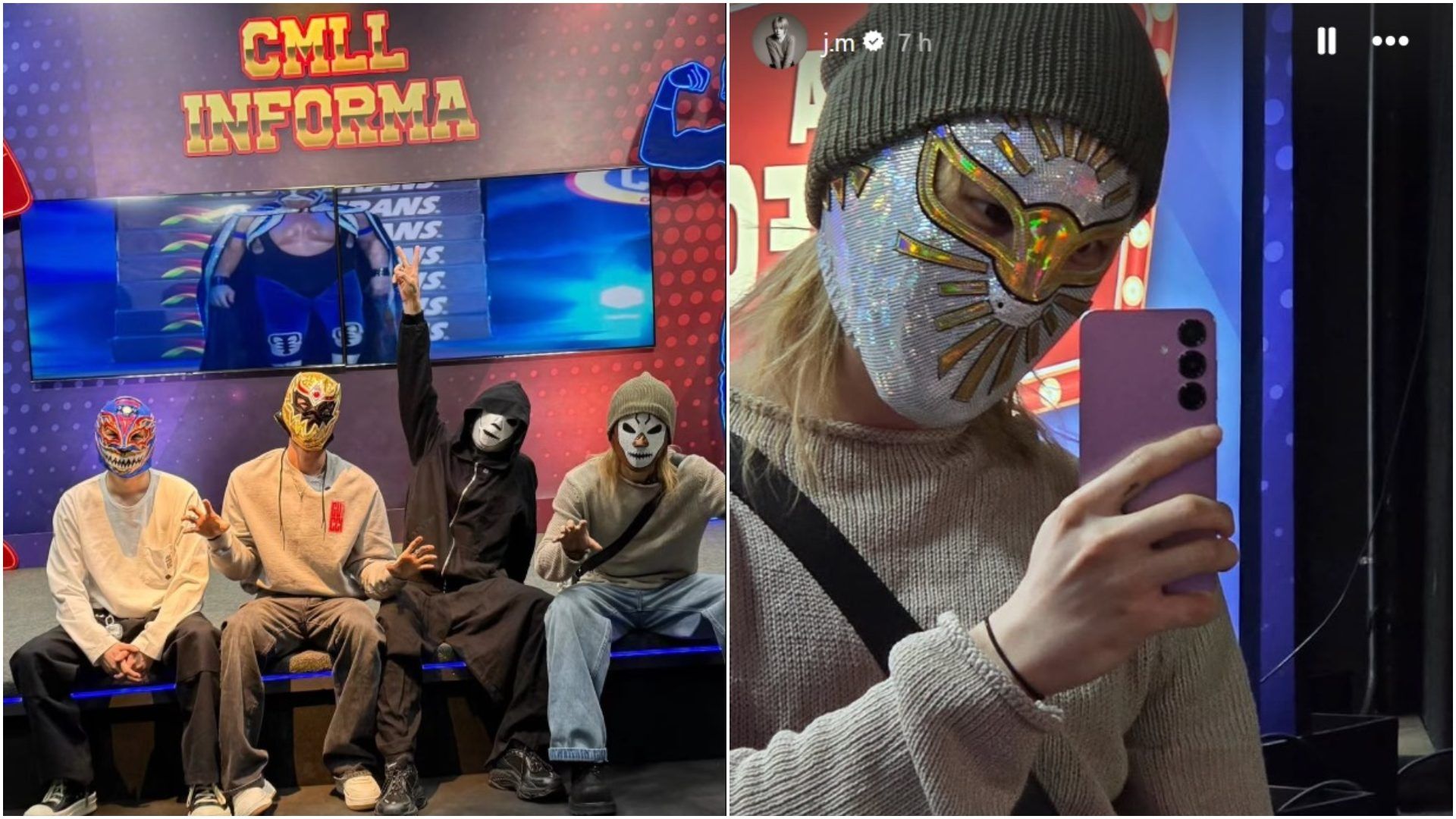 Cuatro integrantes de BTS asistieron a las luchas.