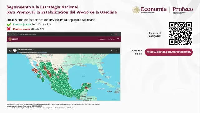 Mapa precios gasolineras Profeco