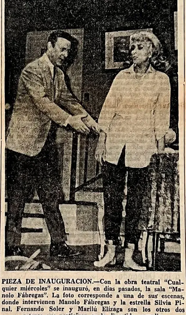 Silvia Pinal y Manolo Fábregas en la obra Cualquier Miércoles.