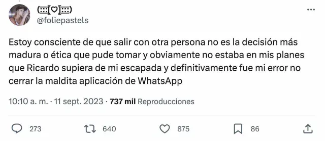 La mujer lamentó haber dejado abierta su cuenta de WhatsApp