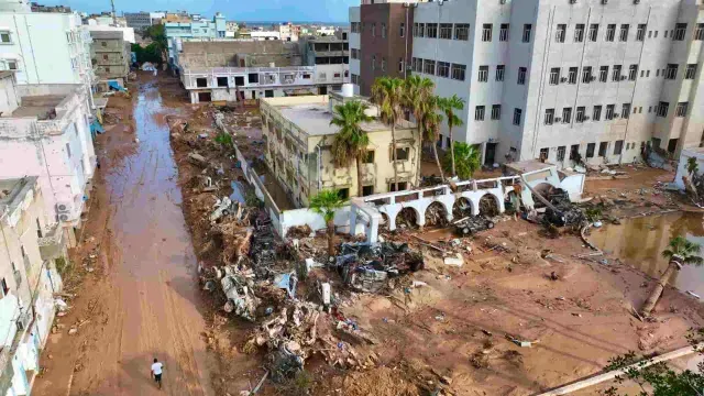 Toma aérea de los daños que ocasionó 'Daniel'. Foto: AP