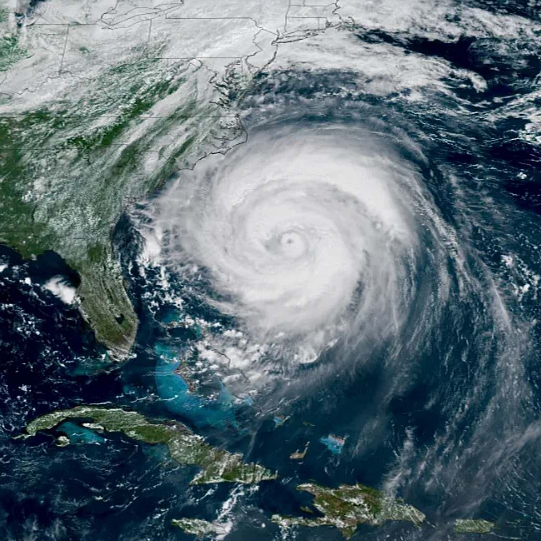 Huracán Erin desplazándose en el Atlántico en agosto de 2025. Foto: Satélites de la NOAA
