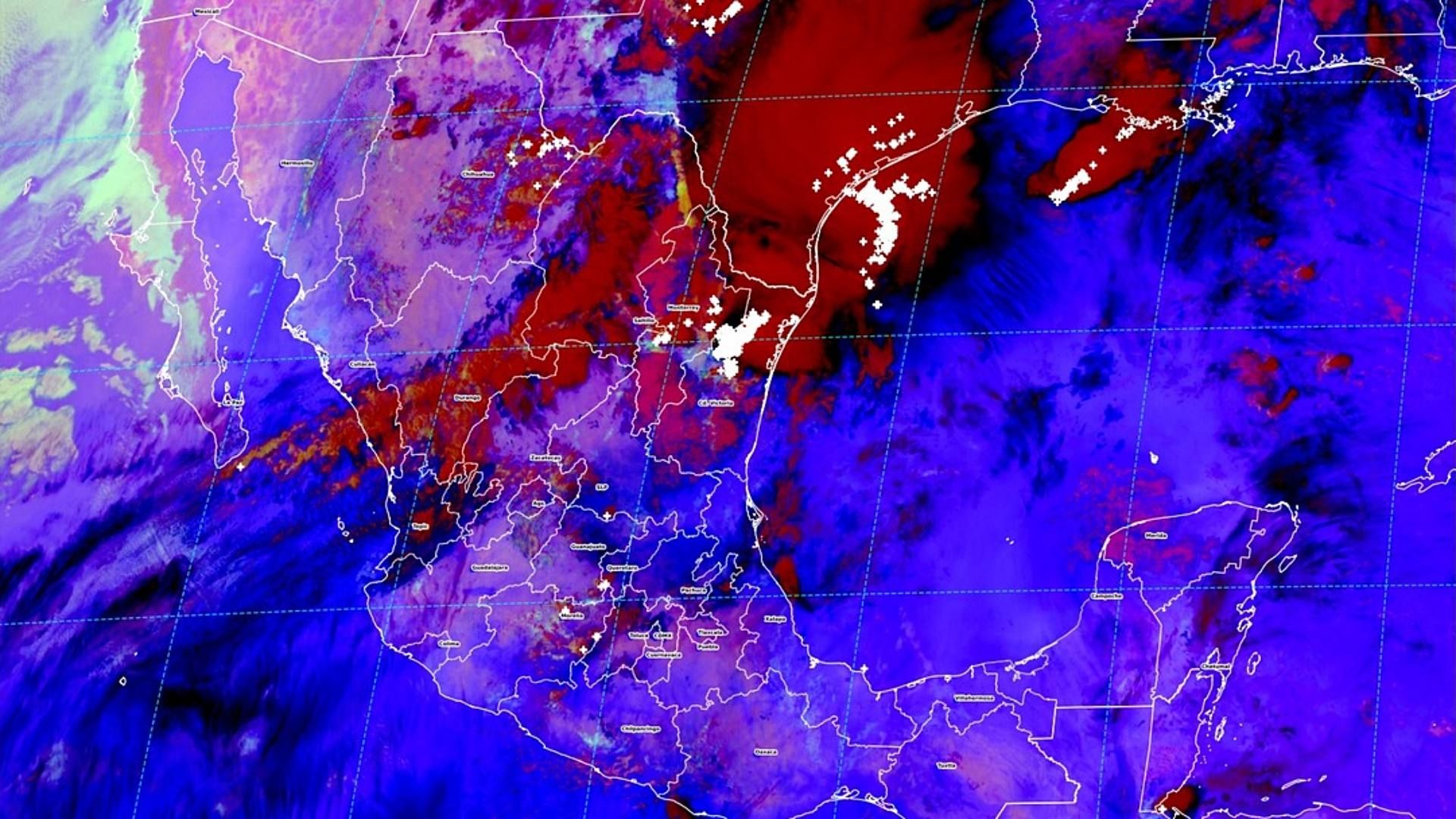 Mapa de satélite que muestra los fenómenos meteorológicos actuales en México. Foto: SMN