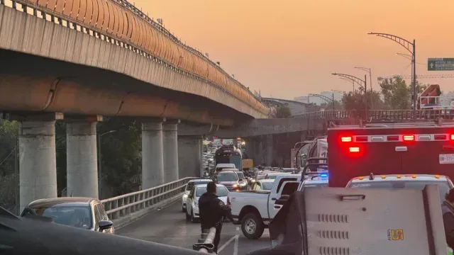 Tráfico por el accidente en el distribuidor vial Heriberto Castillo. Foto: N+