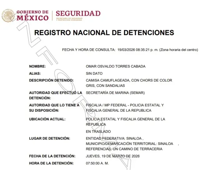 Detención "El Trono" en Sinaloa.