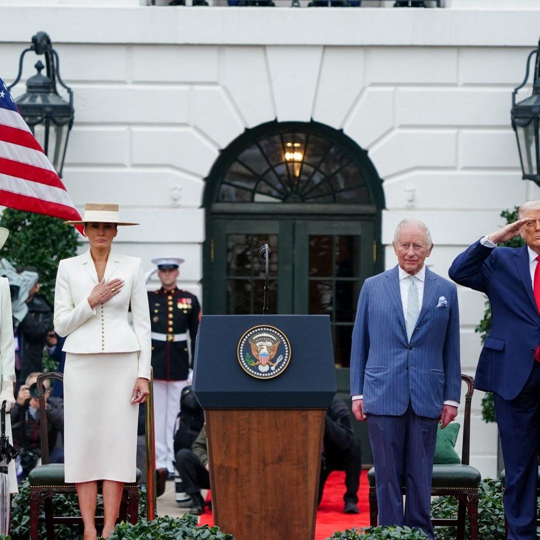 Reina Camila, Melania Trump, rey Carlos y Donald Trump, en la Casa Blanca.