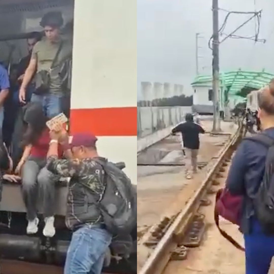 Usuarios del Metro de Monterrey evacúan vagón en viaducto elevado