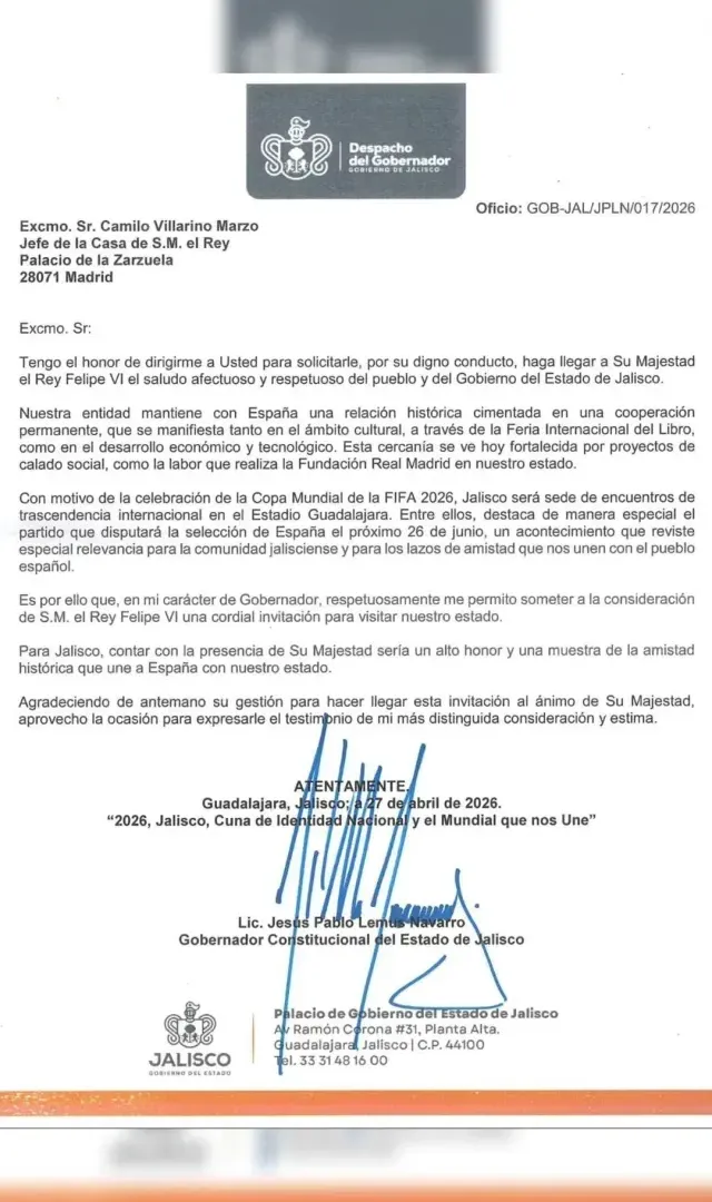 Invitación de Pablo Lemus al Rey de España