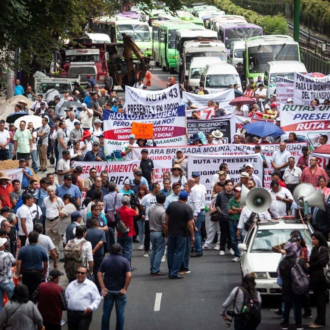 Marcha de transportistas en Ciudad de México