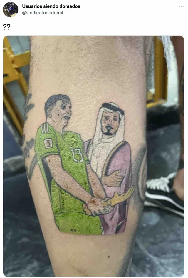 Tatuaje de la criticada celebración de Dibu Martínez