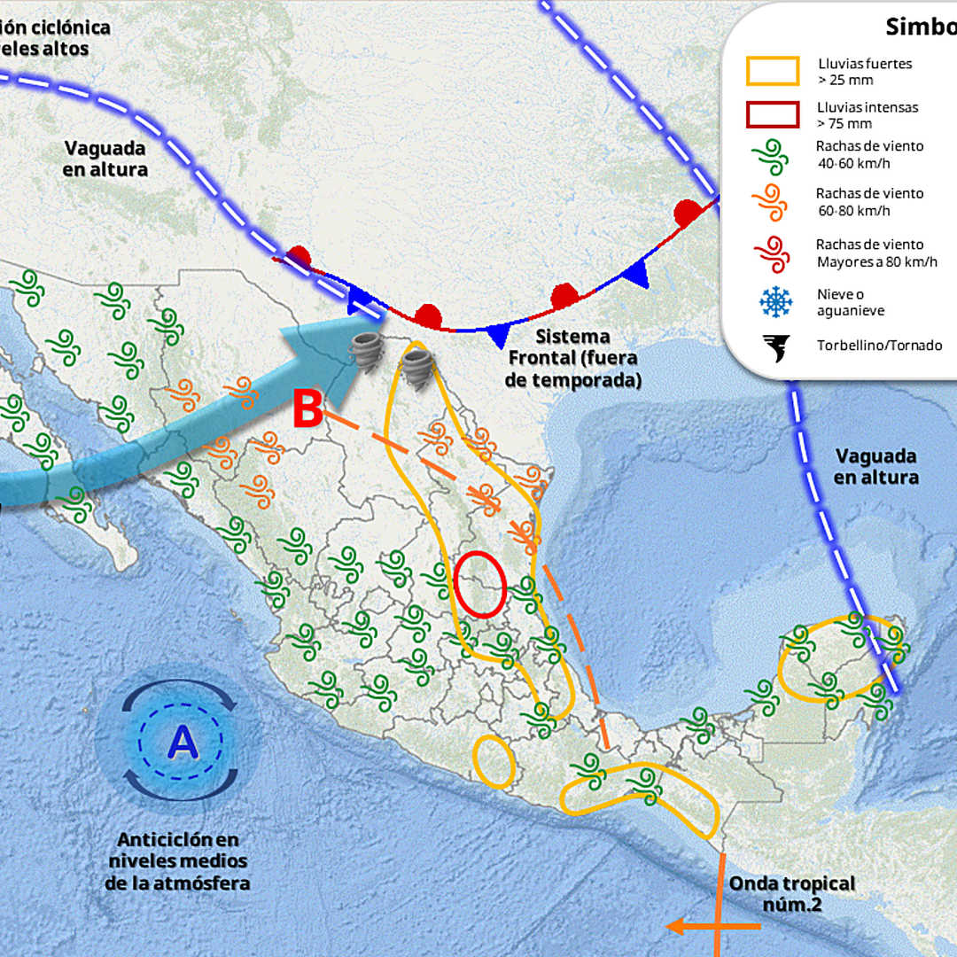 Fenómenos meteorológicos en México el 26 de mayo 2026.