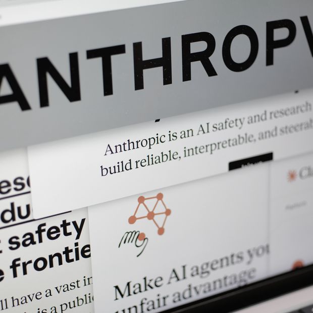 Páginas del sitio web de Anthropic y el logotipo de la empresa. Foto: AP