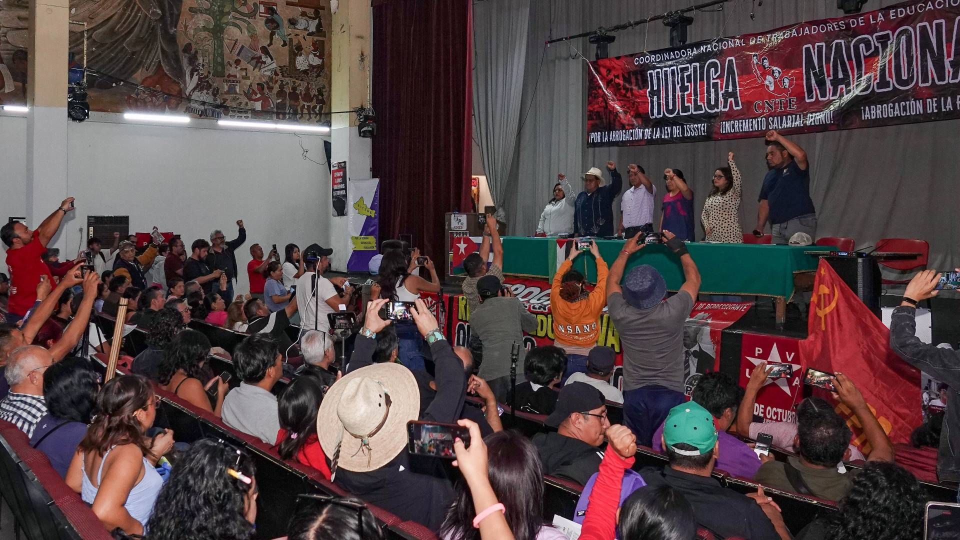 Foro en la sede de la CNTE en Ciudad de México el 6 de junio de 2026. Foto: Cuartoscuro