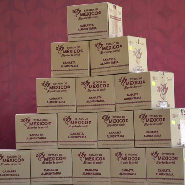 Cajas con Despensa de Canasta Alimentaria 2026.