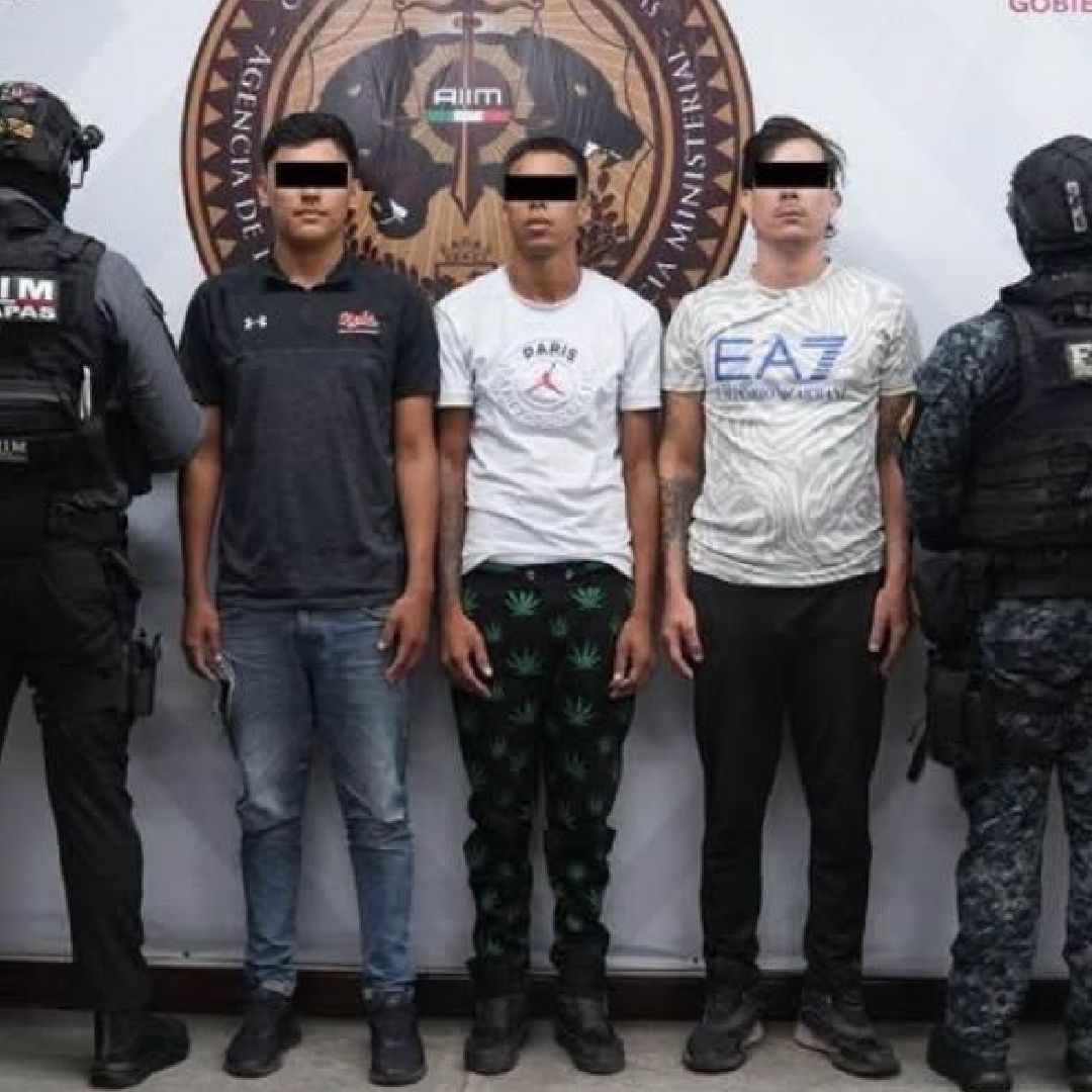 Tres de los 11 detenidos en Chiapas. Foto: Fiscalía de Chiapas