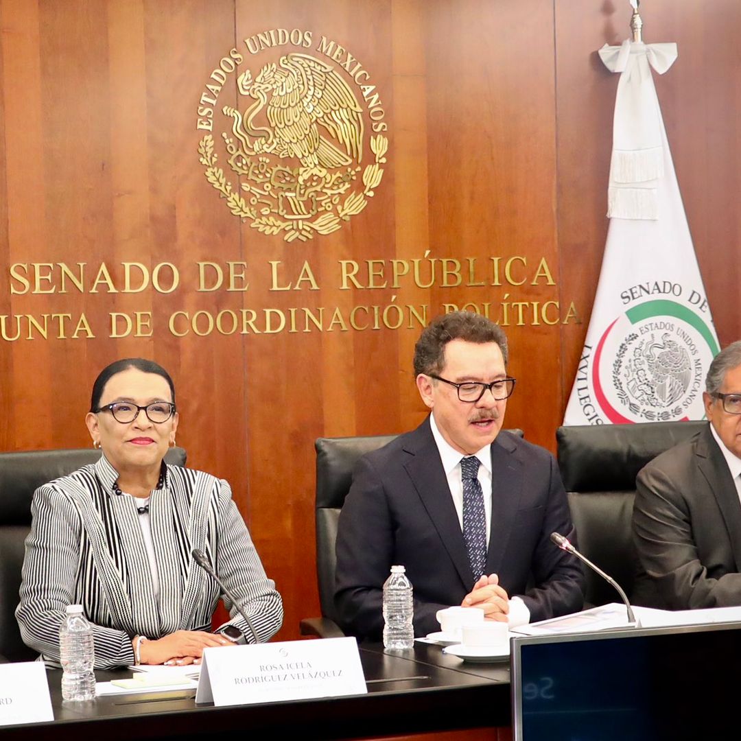 Rosa Icela, secretaria de Gobernación, durante su llegada a la Cámara de Senadores. Foto: Cuartoscuro