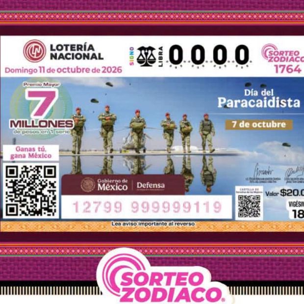 Billete del Sorteo Zodiaco 1764 de la Lotería Nacional del 11 de Octubre 2026