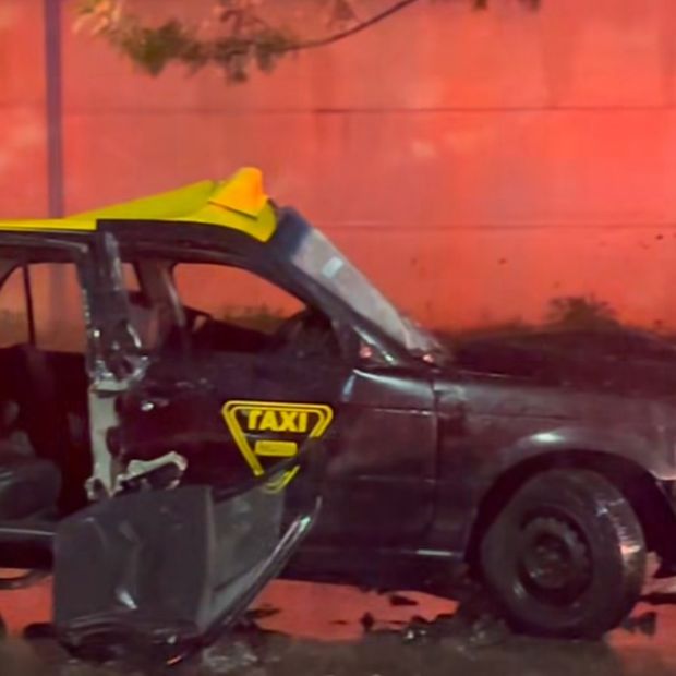 Accidente de taxi en la carretera federal Puebla-Tlaxcala.