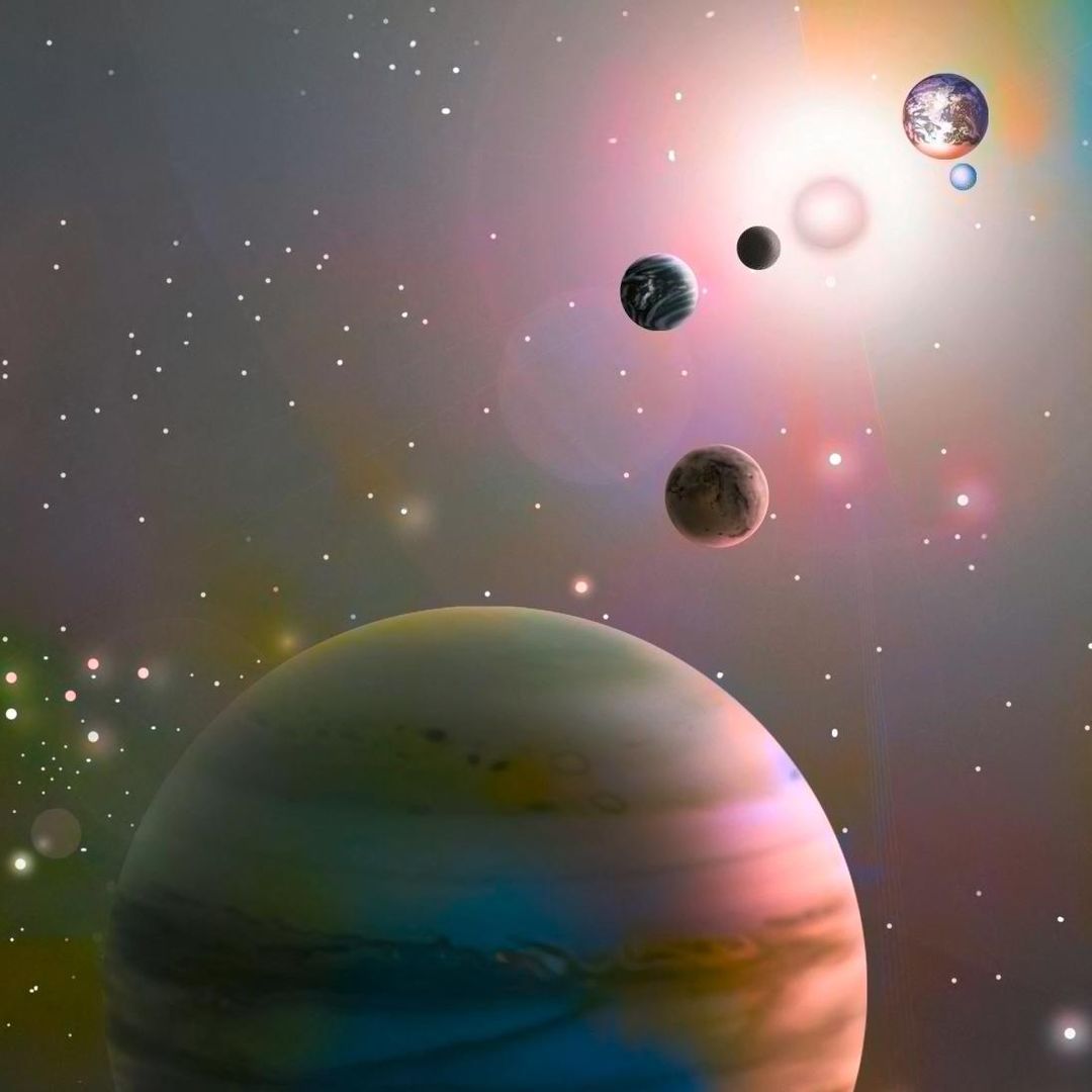 Ilustración artística de alineación planetaria