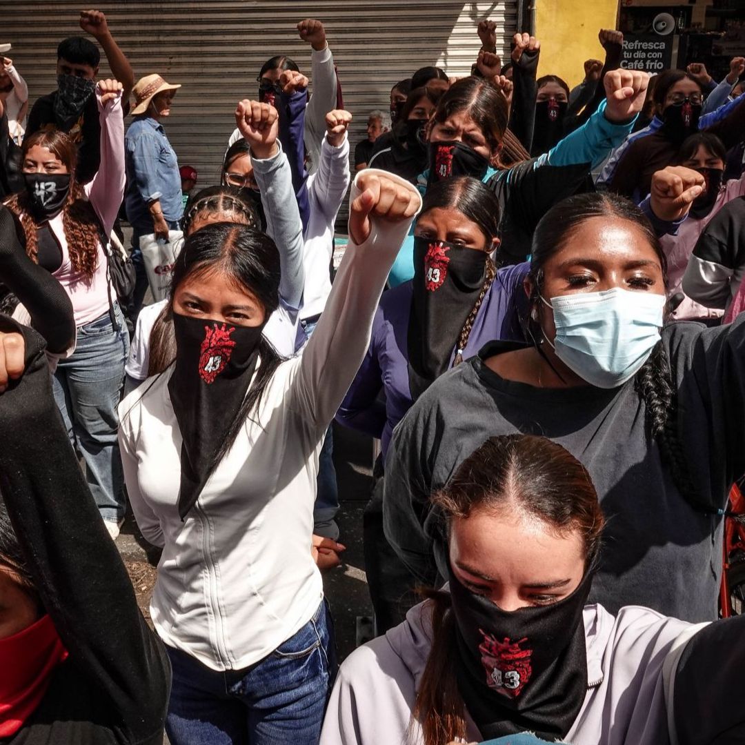 Protesta de estudiantes normalistas en la Ciudad de México
