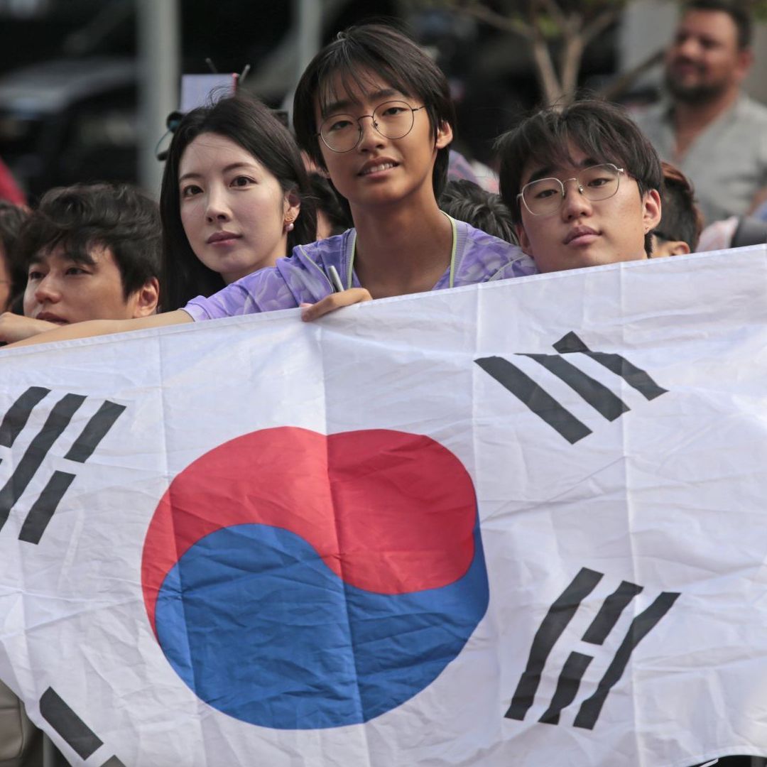 Aficionados con Bandera de Corea del Sur en Guadalajara, Jalisco